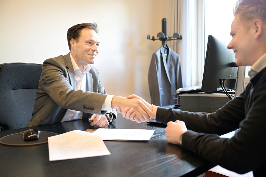 confident professional handshake